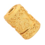 Perle tube travaillée 9x6 mm - Doré à l'or fin x1|raw }}