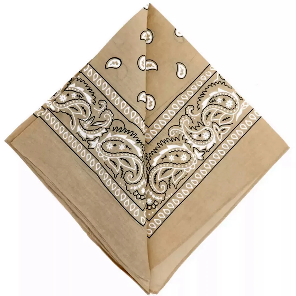 Bandana Foulard Carré Beige 100% Coton Unisexe - Style Américain