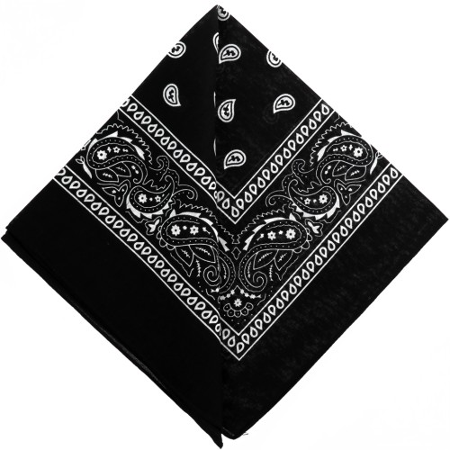 Bandana 100% coton - motif Cachemire - Noir x1