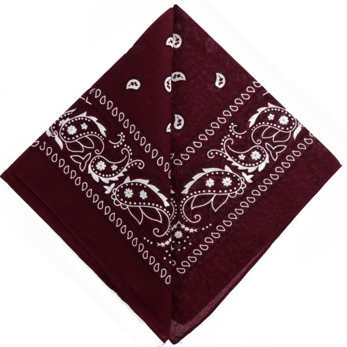 Bandana 100% coton - motif Cachemire - Bordeaux x1