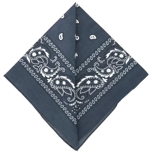 Bandana 100% coton - motif Cachemire - Gris foncé x1