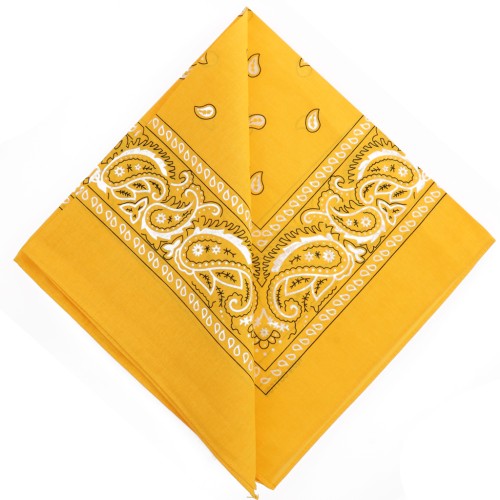 Bandana 100% coton - motif Cachemire - Jaune foncé x1