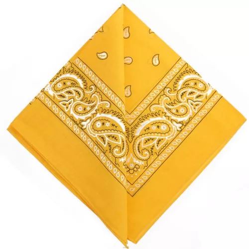 Bandana 100% coton - motif Cachemire - Jaune foncé x1
