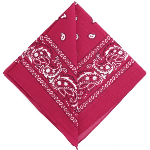 Bandana 100% coton - motif Cachemire - Fuchsia x1