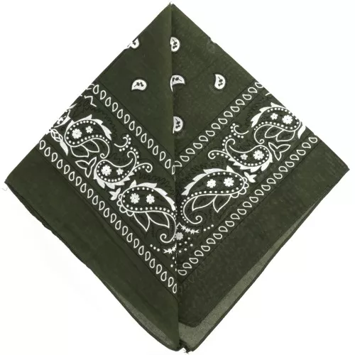Bandana 100% coton - motif Cachemire - Kaki x1