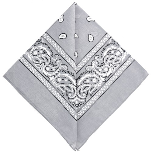 Bandana 100% coton - motif Cachemire - Gris clair x1