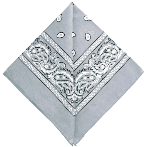 Bandana 100% coton - motif Cachemire - Gris clair x1