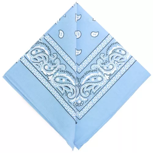 Bandana 100% coton - motif Cachemire - Bleu ciel x1