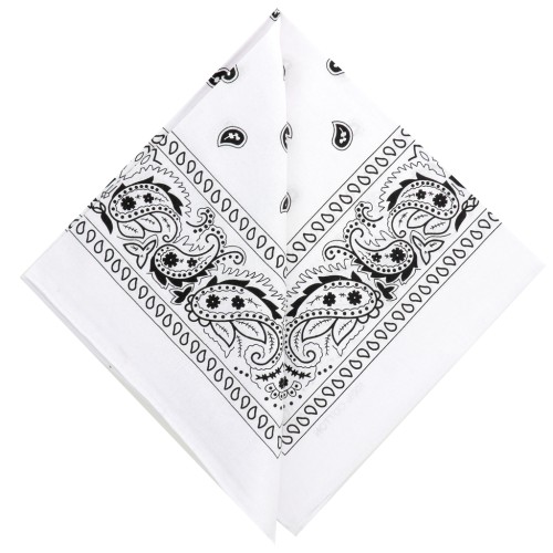 Bandana 100% coton - motif Cachemire - Blanc x1