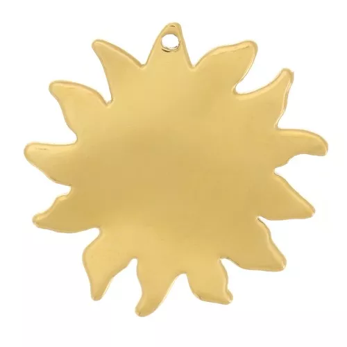 Breloque soleil martelé 16 mm - Acier inoxydable 304L Doré x1