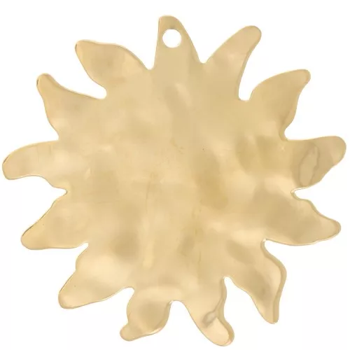 Pendentif soleil martelé 40 mm Acier inoxydable Doré x1
