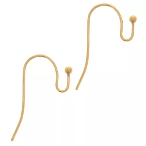Crochets d'oreilles 12 mm - Acier inoxydable 304L Doré x2