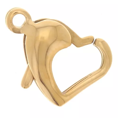 Fermoir coeur mousqueton 14x9.5 mm - Acier inoxydable 304L Doré x1