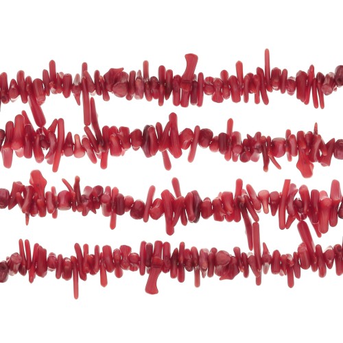 Perle Chips en bambou de mer 5 - 8 mm teintées imitation Corail x39cm