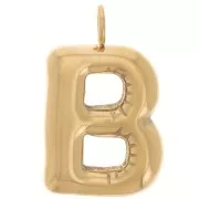 Pendentif lettre alphabet ballon 24.5x14 mm - B - Acier inoxydable 304 Doré x1