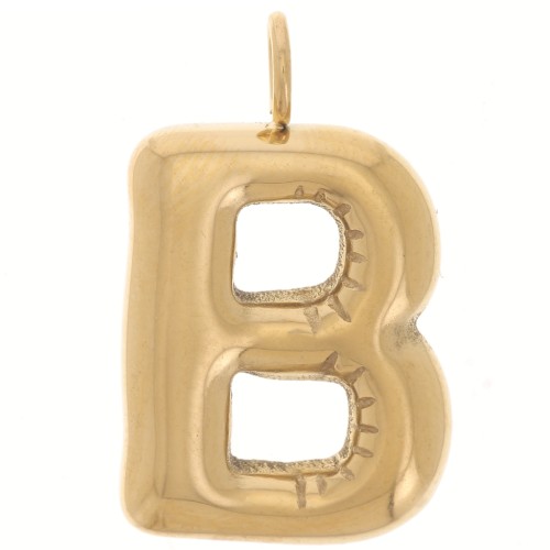 Pendentif lettre alphabet ballon 24.5x14 mm - B - Acier inoxydable 304 Doré x1