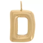Pendentif lettre alphabet ballon 23x14 mm - D - Acier inoxydable 304L Doré x1