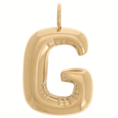 Pendentif lettre alphabet ballon 23x14 mm - G - Acier inoxydable 304L Doré x1