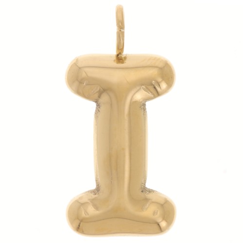 Pendentif lettre alphabet ballon 23.5x11.5 mm - I - Acier inoxydable 304 Doré x1