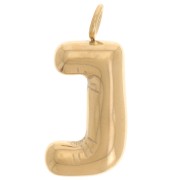 Pendentif lettre alphabet ballon 23.5x11.5 mm - J - Acier inoxydable 304 Doré x1