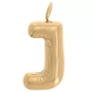 Pendentif lettre alphabet ballon 23.5x11.5 mm - J - Acier inoxydable 304 Doré x1