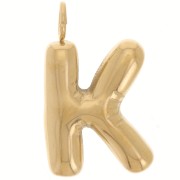 Pendentif lettre alphabet ballon 23x14 mm - K - Acier inoxydable 304L Doré x1