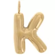 Pendentif lettre alphabet ballon 23x14 mm - K - Acier inoxydable 304L Doré x1