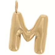 Pendentif lettre alphabet ballon 23x17 mm - M - Acier inoxydable 304 Doré x1