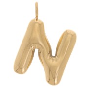 Pendentif lettre alphabet ballon 22x15 mm - N - Acier inoxydable 304L Doré x1|raw }}