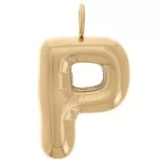 Pendentif lettre alphabet ballon 23x13.5 mm - P - Acier inoxydable 304L Doré x1