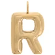 Pendentif lettre alphabet ballon 23x14 mm - R - Acier inoxydable 304L Doré x1
