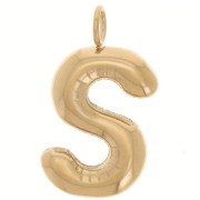 Pendentif lettre alphabet ballon 23x13 mm - S - Acier inoxydable 304L Doré x1