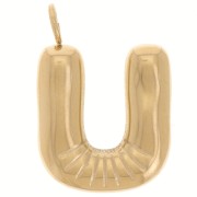 Pendentif lettre alphabet ballon 23x16 mm - U - Acier inoxydable 304L Doré x1|raw }}