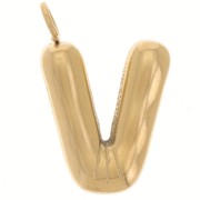 Pendentif lettre alphabet ballon 23x15 mm - V - Acier inoxydable 304L Doré x1