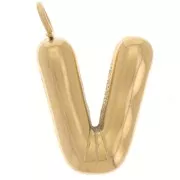 Pendentif lettre alphabet ballon 23x15 mm - V - Acier inoxydable 304L Doré x1