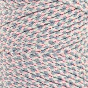 Cordon en coton tressé 2.5 mm - fabrication Française - Rose clair - Gris x1m