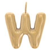 Pendentif lettre alphabet ballon 23x20 mm - W - Acier inoxydable 304L Doré x1|raw }}