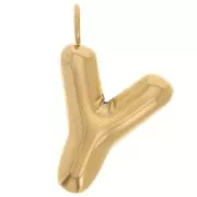 Pendentif lettre alphabet ballon 22x15 mm - Y - Acier inoxydable 304L Doré x1