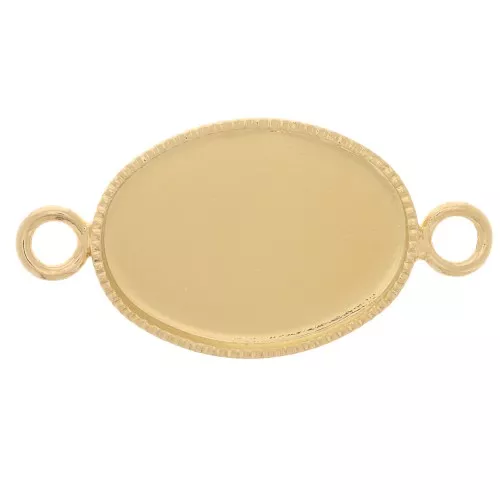 Intercalaire serti pour cabochon ovale fond plat 14x10 mm Doré x1