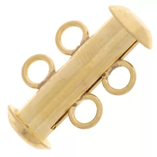 Fermoir 2 rangs coulissant avec anneaux perpendiculaires 16.5 mm Doré x1