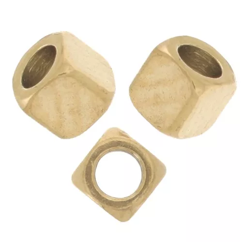 Perles cubes 2 mm - Acier inoxydable 304L Doré x10