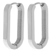 Créoles ovales aplaties 25x14 mm - Acier inoxydable 304L x2