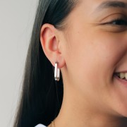 Créoles ovales aplaties 25x14 mm - Acier inoxydable 304L x2