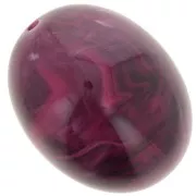 Perle olive 24x19 mm en résine translucide - Grenat marbré x1
