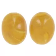 Perle olive 24x19 mm en résine translucide - Jaune miel marbré x1