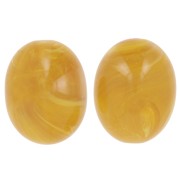 Perle olive en résine translucide 24x19 mm - Jaune miel marbré x1