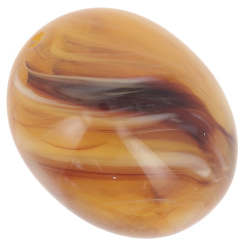 Perle olive 24x19 mm en résine translucide - Abricot marbré x1