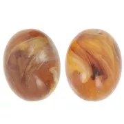 Perle olive 24x19 mm en résine translucide - Abricot marbré x1