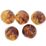 Perles rondes irrégulières 15 mm en résine transparente - Ambre marbré x4