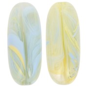 Perle olive 34x14 mm en résine translucide - Vert lichen marbré bleu - jaune x1